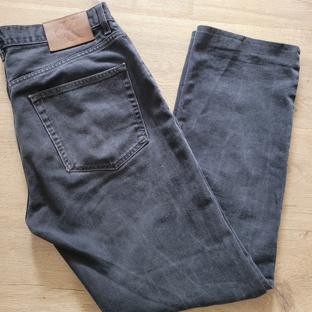 Calvin Klein Vintage Black Jeans 34 Mid Button Fly